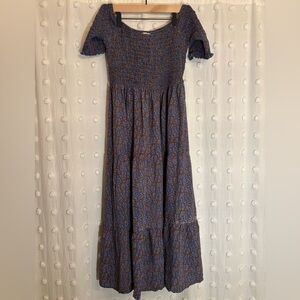 Elegant Blue Floral Women's Dress